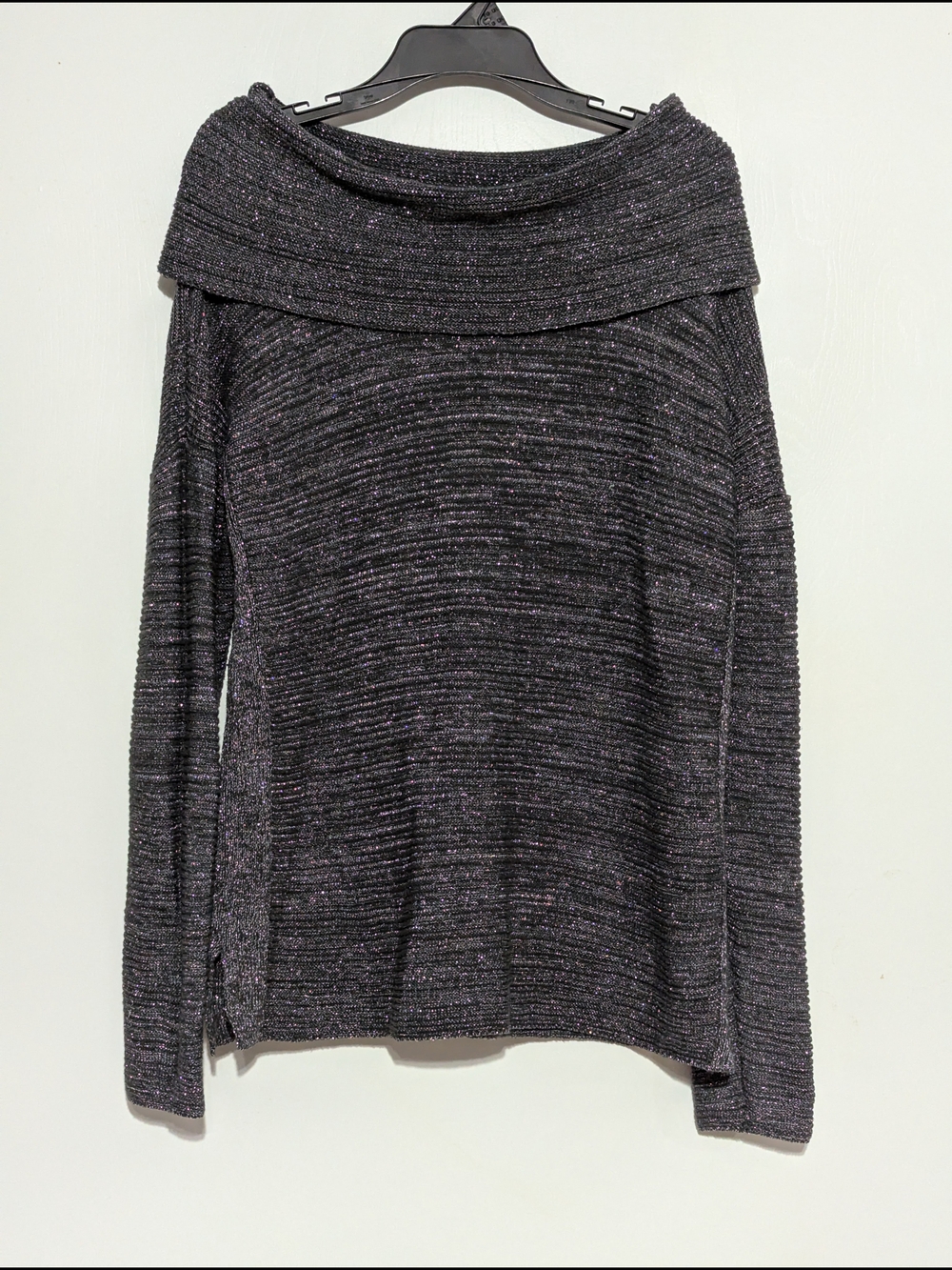 Canyon River Blues Women's Black Shimmery Off-Shoulder Sweater